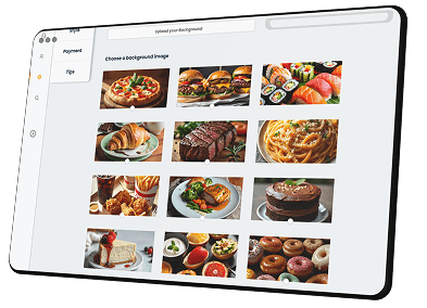Delivando Point of Sale system showing a restaurant menu.
