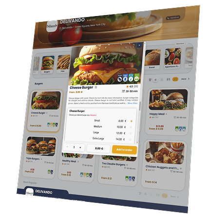 A panel for choosing menu images in Delivando system.